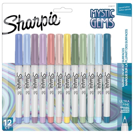 Sharpie Permanent Markers, Ultra Fine Point, Mystic Gem Colors, 12PK 2136777